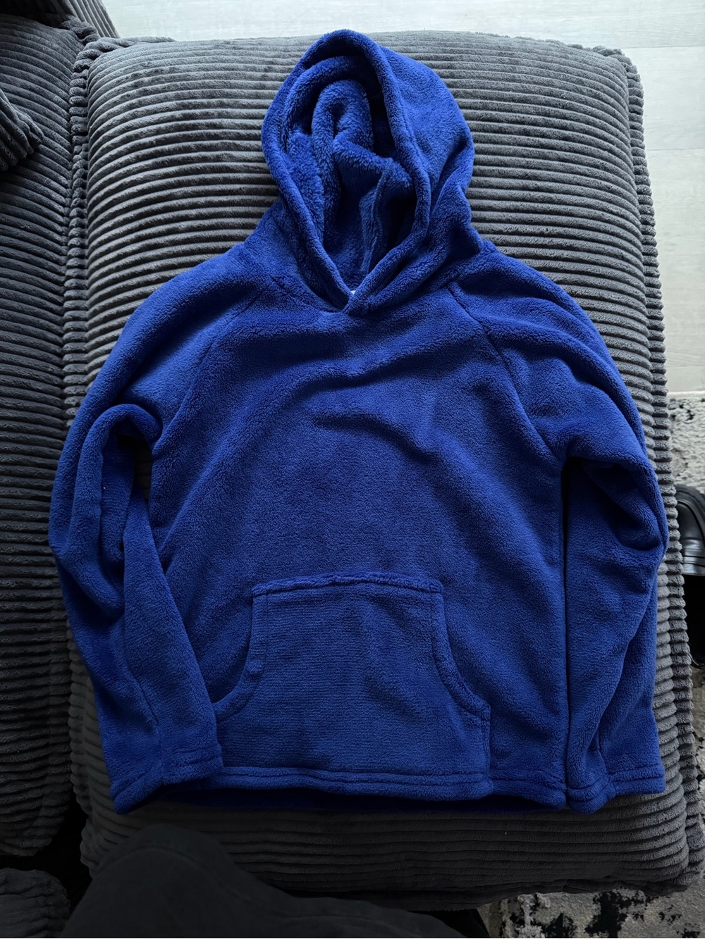 Kid’s Blue Hooded Fleece Pullover Sweater